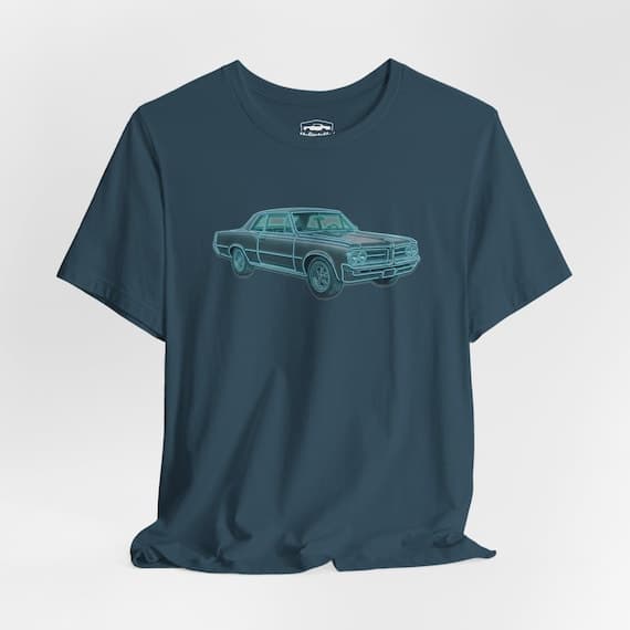 1964 Pontiac Tempest Aqua Neon T-Shirt | Vintage Car Graphic